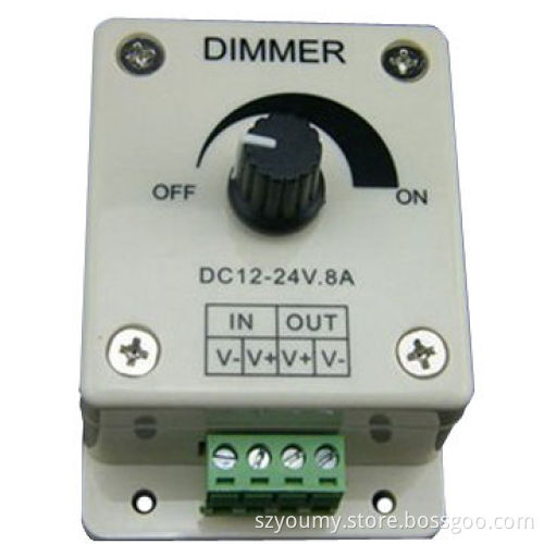New Brightness LED Light Lamp Strip Dimmer, Adjustable Control, 12-24V, 8A